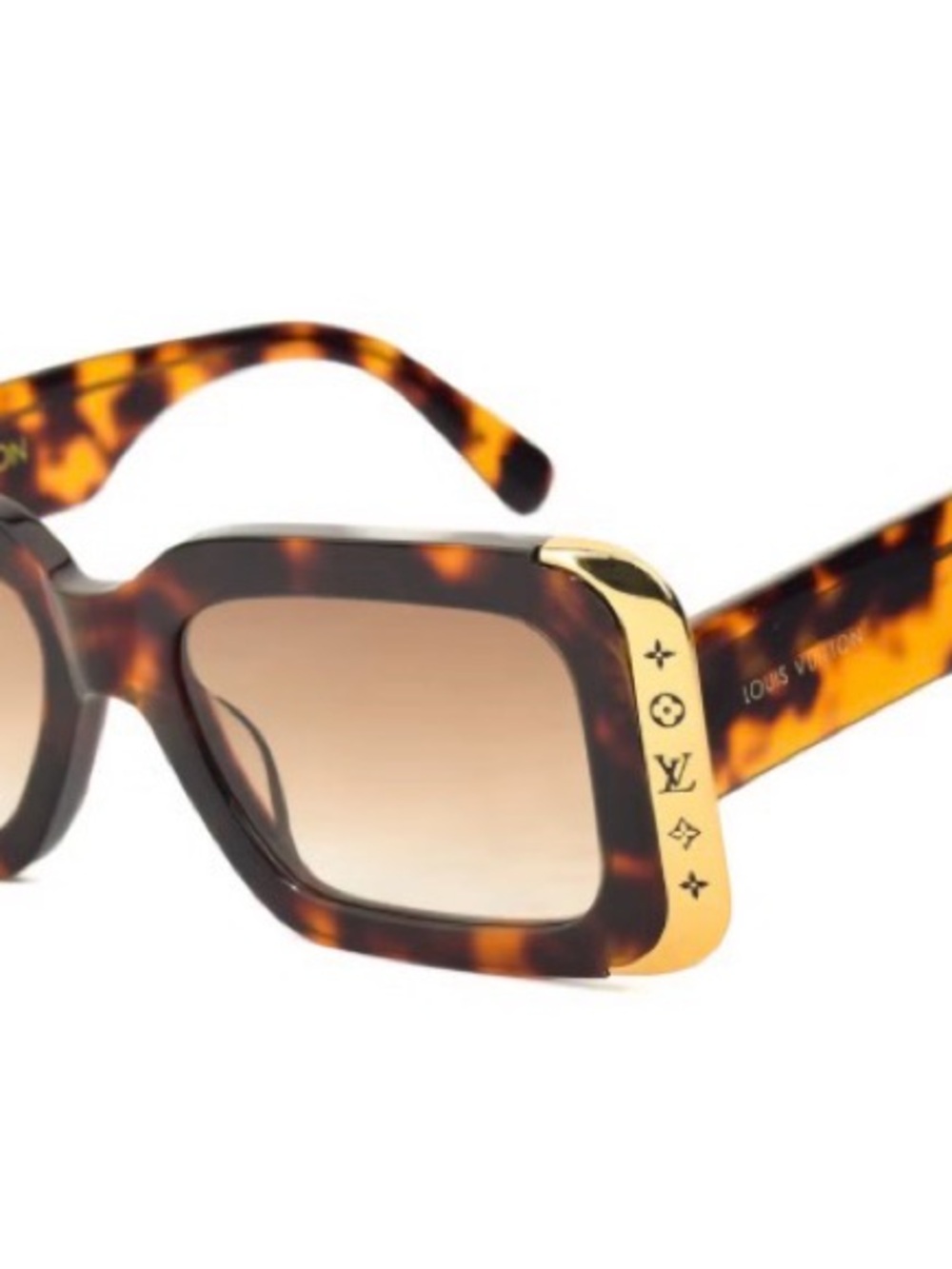 Louis Vuitton Tortoiseshell Square Sunglasses with Gold Accents